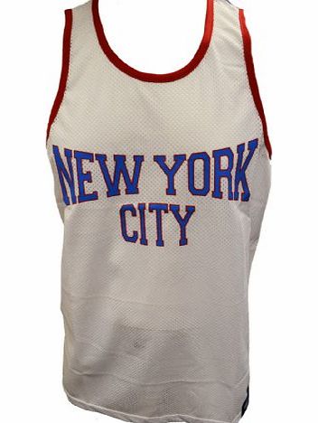 [White, Medium] MENS DESIGNER BRAVE SOUL ALOYSIUS NYC BASKETBALL VARSITY MESH BAGGY GYM VEST TOP